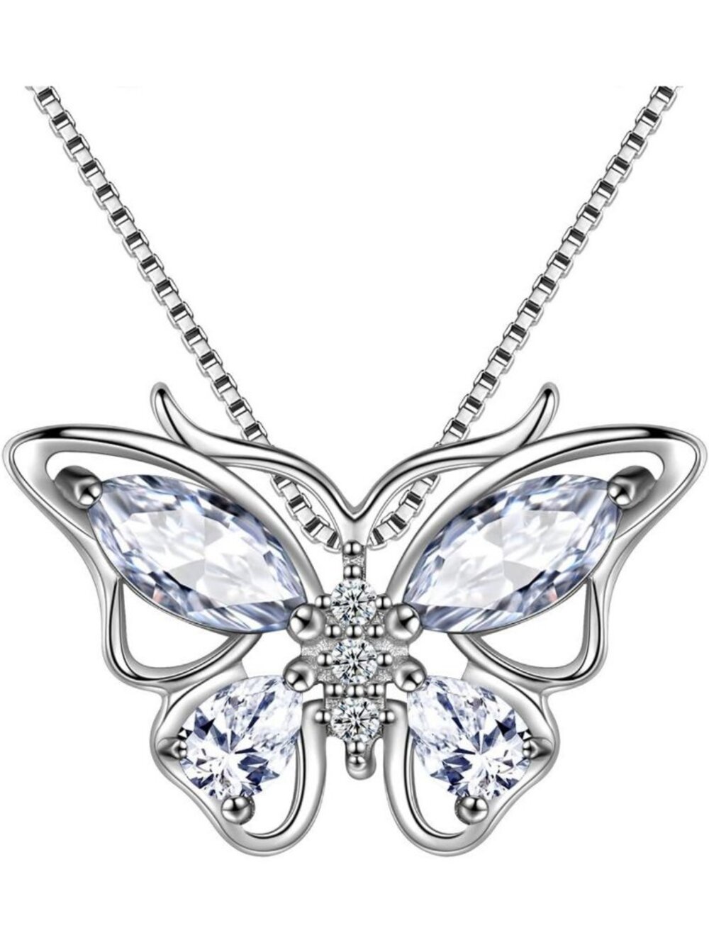 Butterfly Birthstone Pendant Necklace - 925 Sterling Silver Jewelry for Women